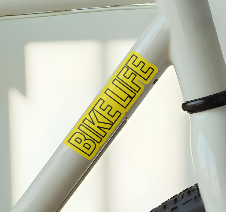 Adesivo bici vita in bicicletta con sfondo giallo - TenStickers
