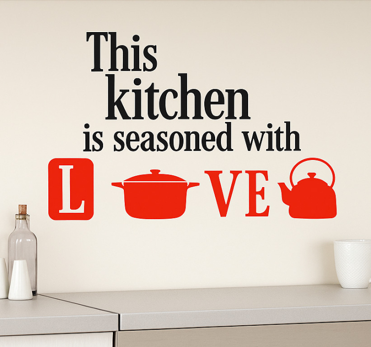 Adesivo per cucina cucina arricchita con amore - TenStickers
