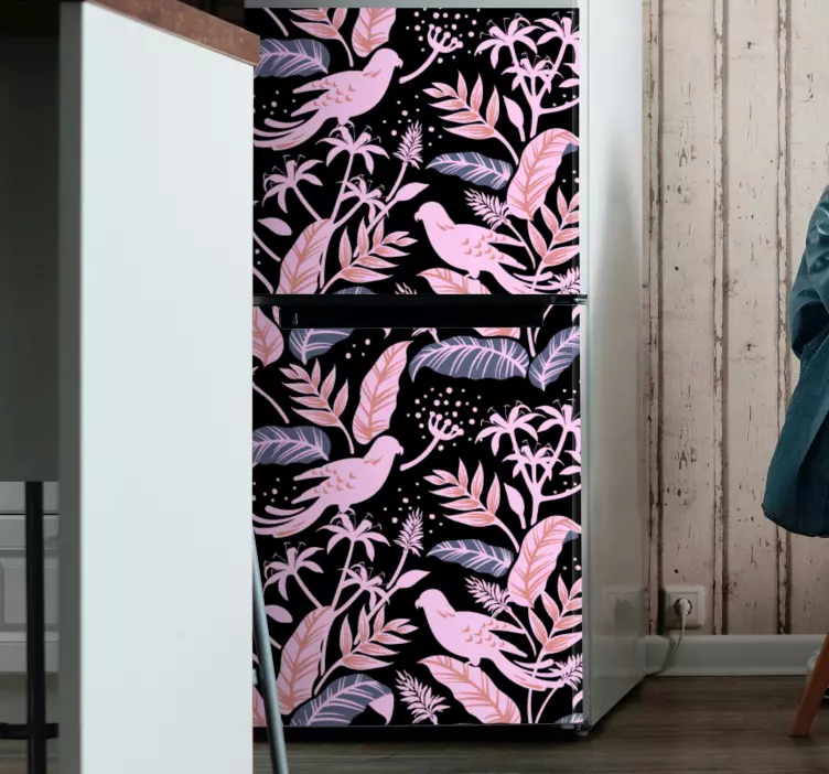 Adesivo per frigo concetto di uccello tropicale - TenStickers