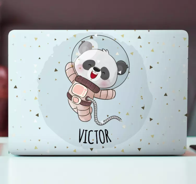 Adesivo per laptop adorabile panda esploratore spaziale - TenStickers