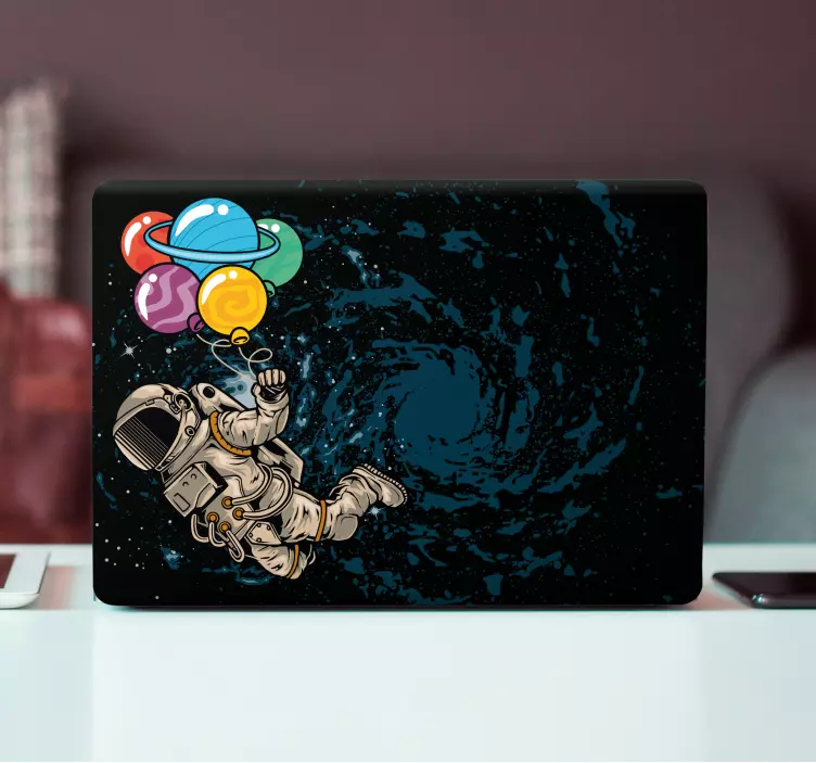 Adesivo per laptop cosmonauta con palloni - TenStickers