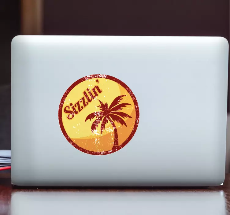 Adesivo per laptop design palma al tramonto - TenStickers