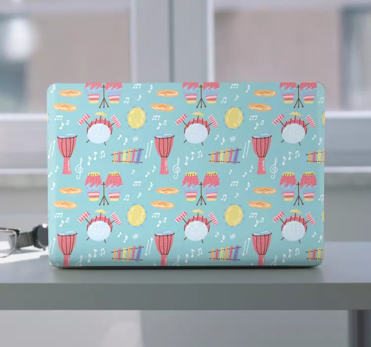 Adesivo per laptop elementi musicali colorati - TenStickers