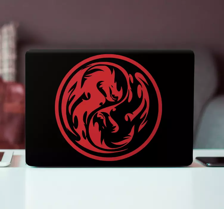 Adesivo per laptop emblema del drago rosso - TenStickers