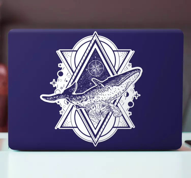Adesivo per laptop illustrazione cosmica della balena - TenStickers