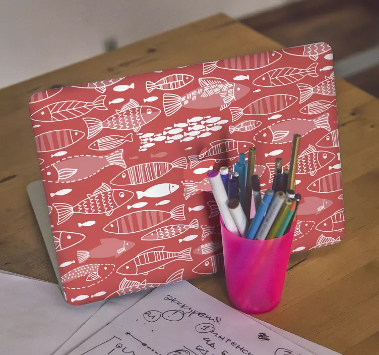 Adesivo per laptop motivo di pesce stravagante - TenStickers