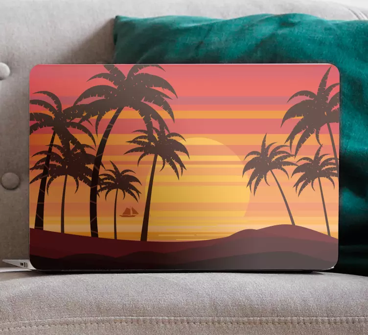 Adesivo per laptop paesaggio tropicale serale - TenStickers