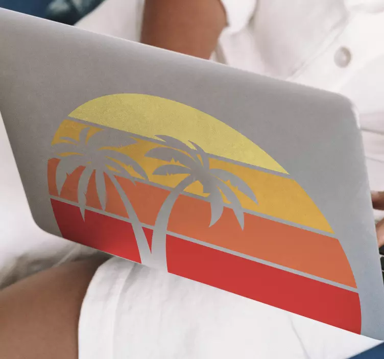 Adesivo per laptop palme al tramonto - TenStickers