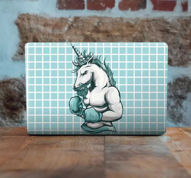 Adesivo per laptop pugile unicorno muscoloso - TenStickers