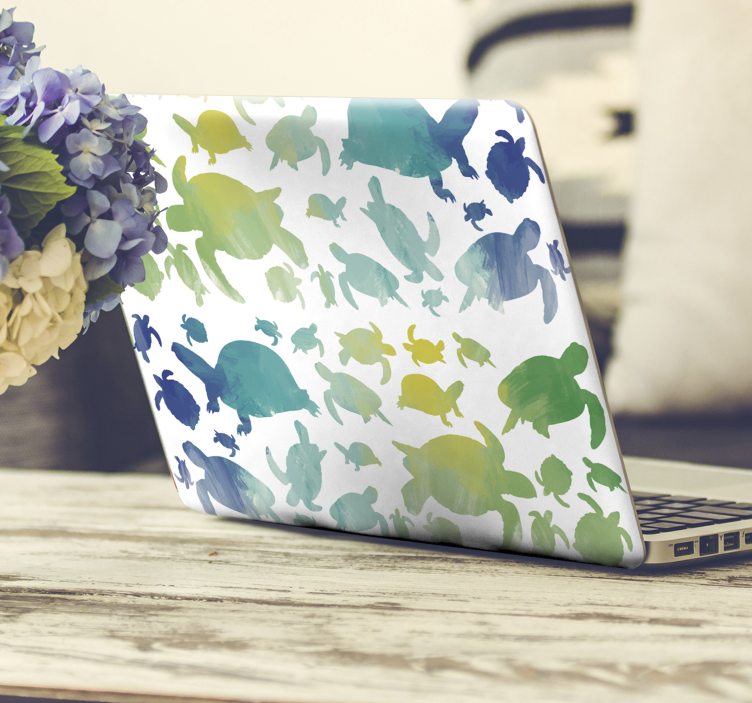 Adesivo per laptop sagome di tartarughe colorate - TenStickers