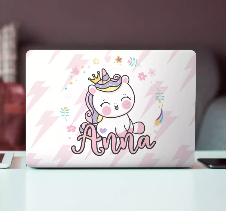 Adesivo per laptop unicorno personalizzato - TenStickers