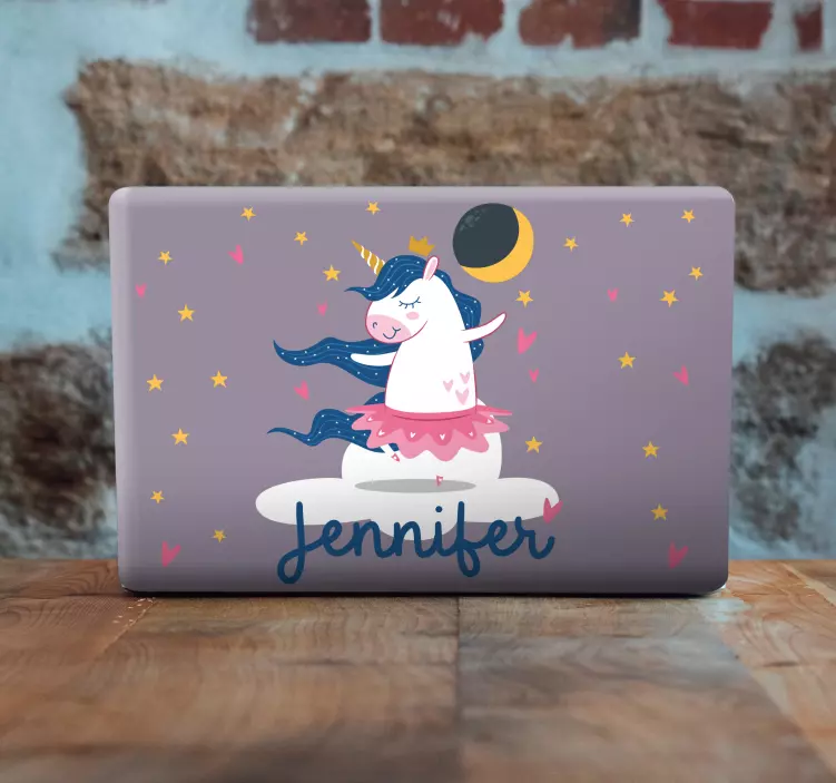 Adesivo per laptop unicorno danzante personalizzato - TenStickers