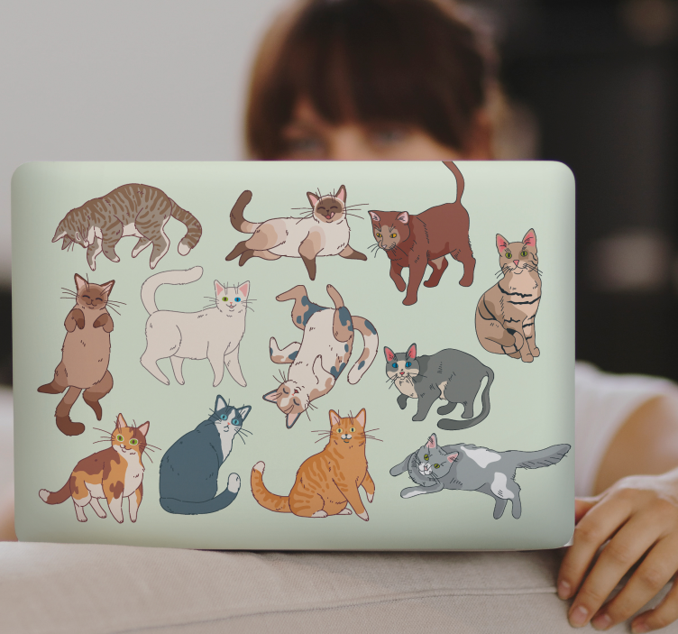 Adesivo per laptop vari gatti animati - TenStickers