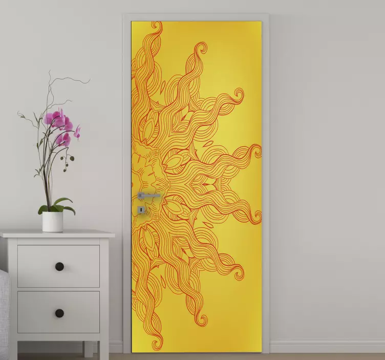 Adesivo per porta motivo sole radioso - TenStickers