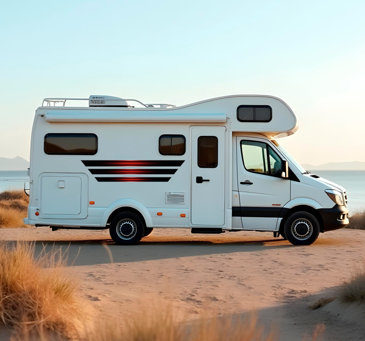 Adesivo per roulotte strisce nere e rosse - TenStickers