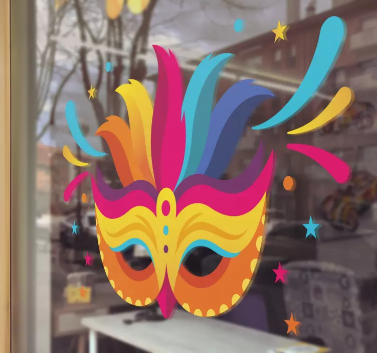 Vetrofania per vetrine maschera di carnevale colorata - TenStickers