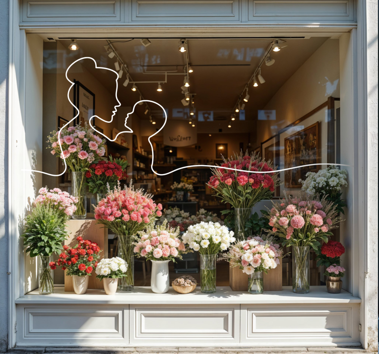 Adesivo per vetrine madre di disegno al tratto - TenStickers