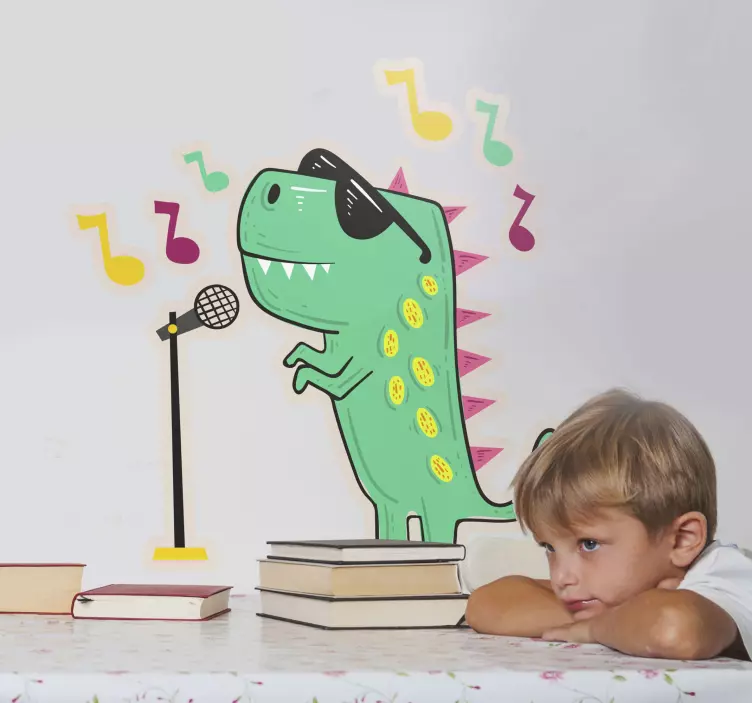 Adesivo personaggio dinosauro cantante - TenStickers