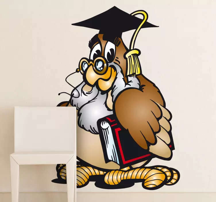Adesivo personaggio gufo della laurea - TenStickers