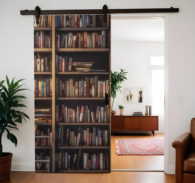 Adesivo per porta gli scaffali della biblioteca si chiudono - TenStickers