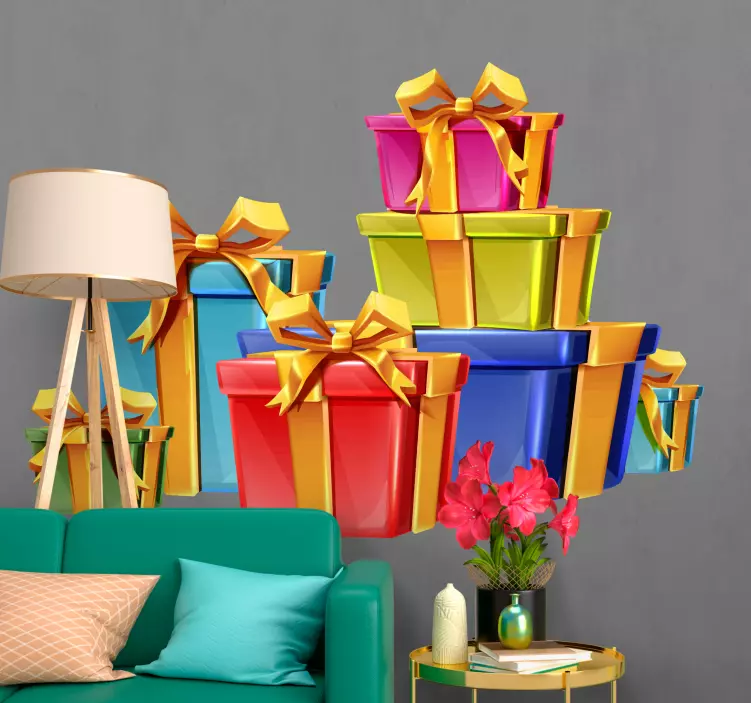 Adesivo natale scatole regalo colorate - TenStickers