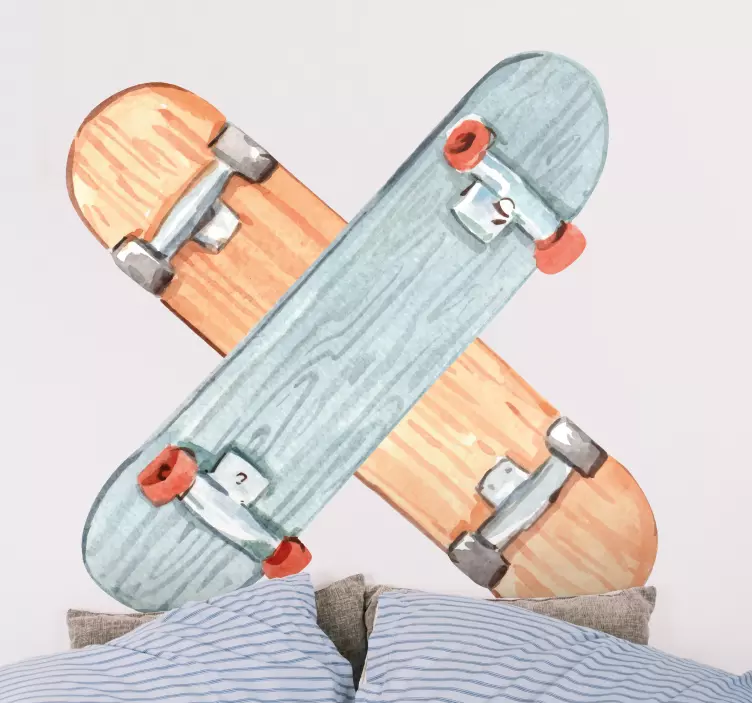 Adesivo sport arte skateboard incrociati - TenStickers