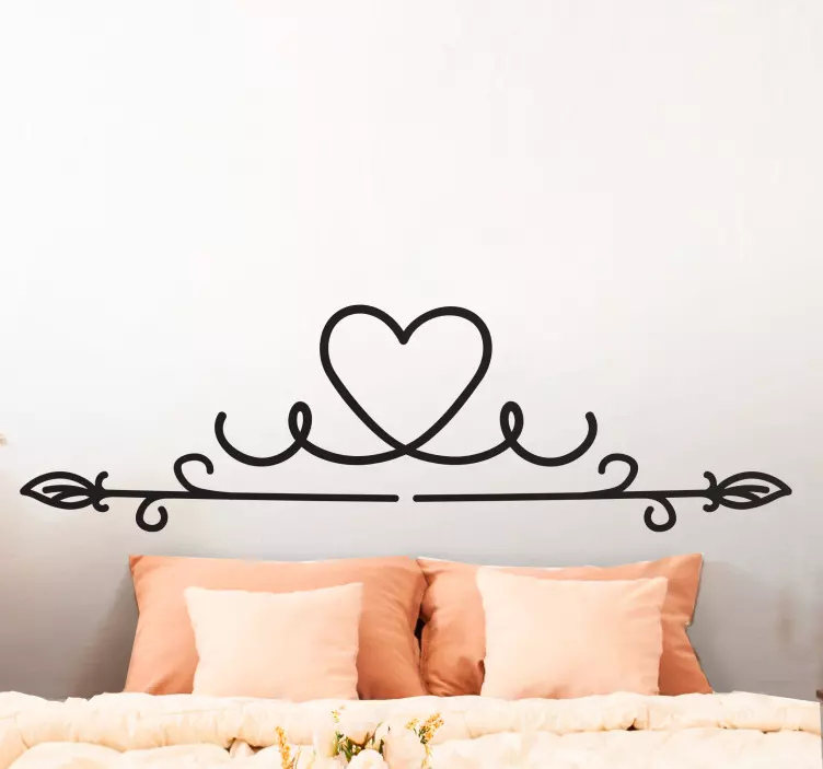 Adesivo testata letto elegante motivo a cuore - TenStickers