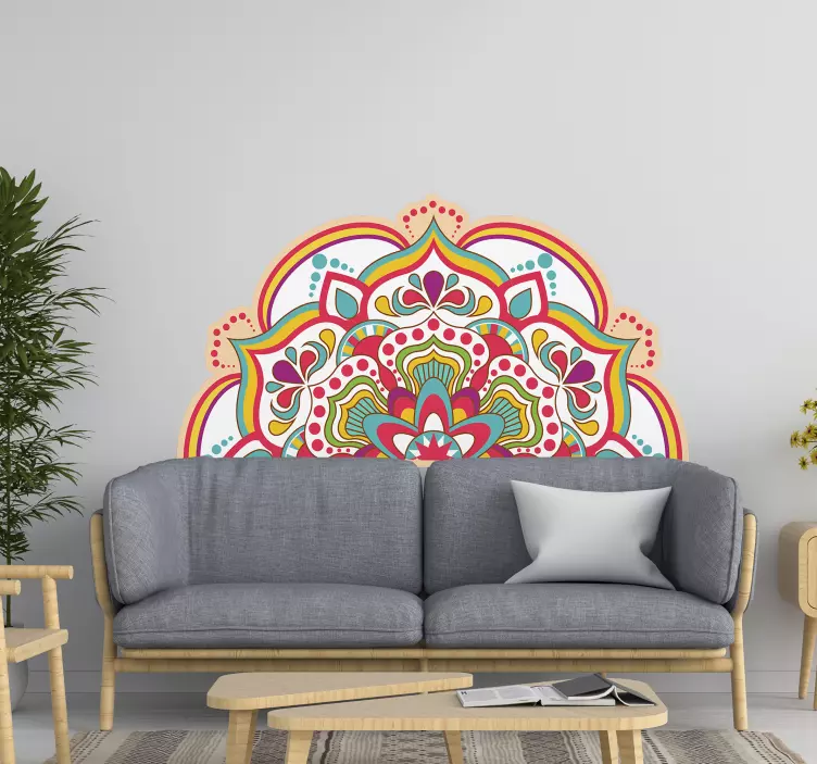 Adesivo testata letto motivo mandala vibrante - TenStickers
