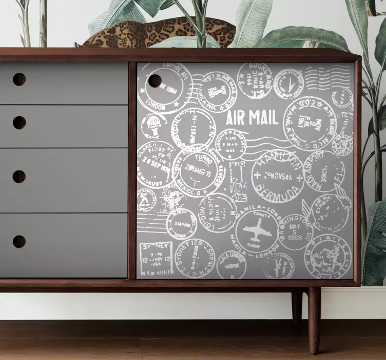 Adesivo murale vintage modello di timbro di viaggio vintage - TenStickers