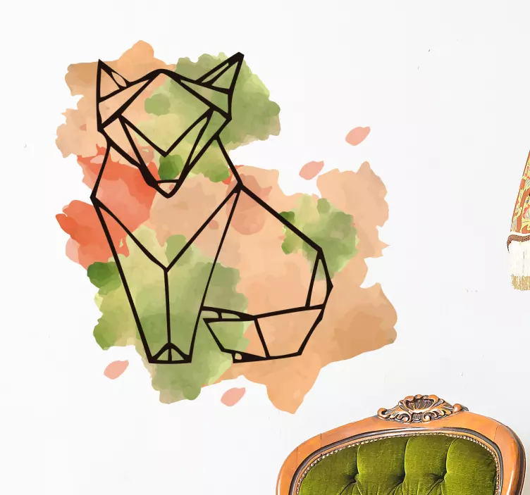 Adesivo volpe e macchie astratte - TenStickers