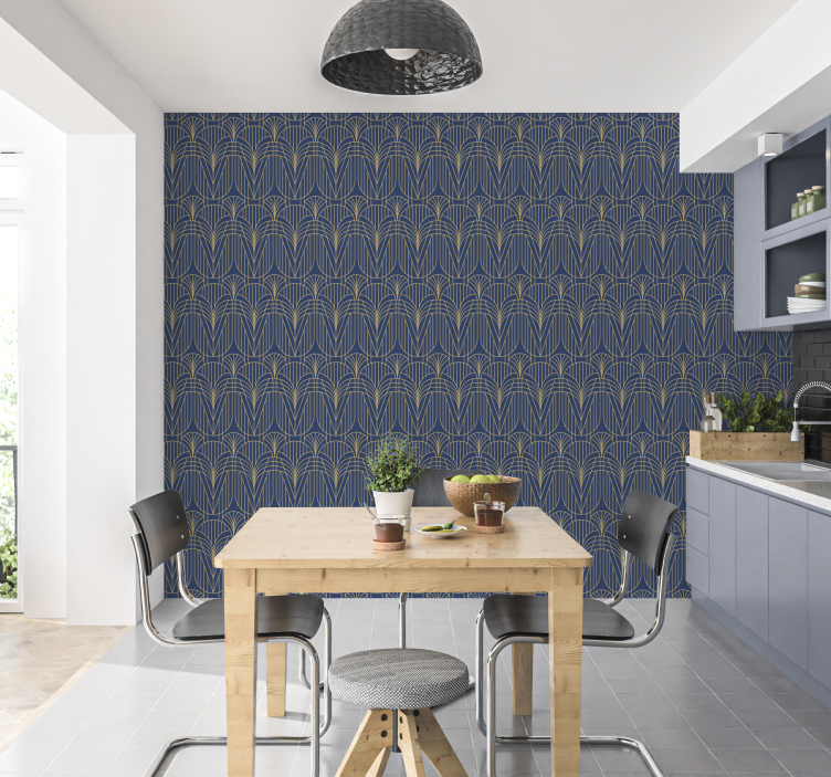 Stampa adesiva da muro modello Art Deco con dettagli dorati - TenStickers