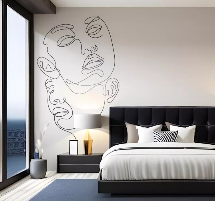 Adesivo murale camera da letto volti astratti - TenStickers