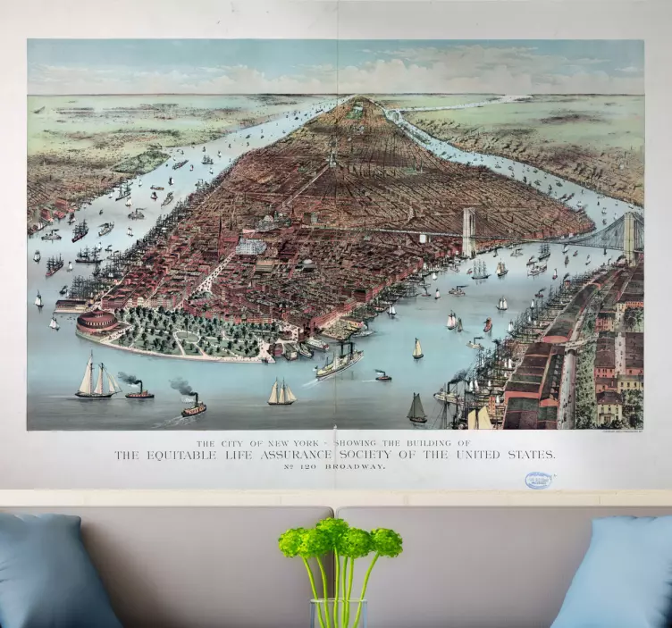 Adesivo muro poster vintage New York - TenStickers
