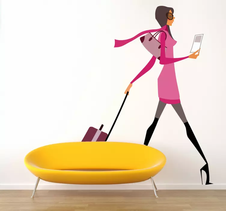 Adesivo muro viaggiatrice fashion - TenStickers