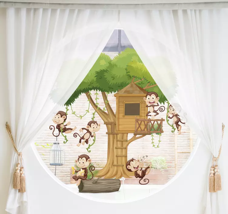 Sticker di animali albero con scimmiette - TenStickers