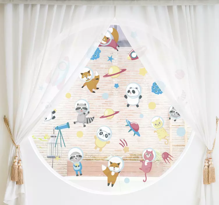 Bellissimo sticker con animali nello spazio - TenStickers