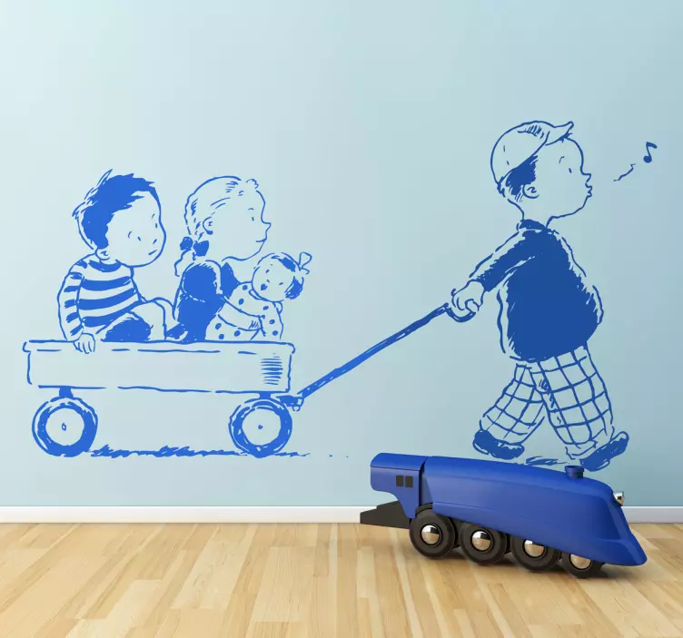 Sticker decorativo a spasso sul carretto - TenStickers