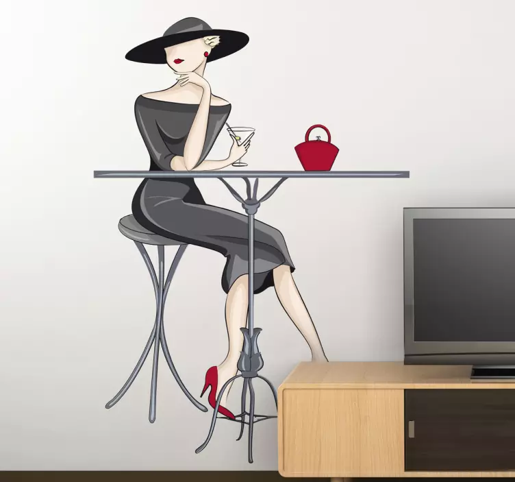 Sticker decorativo donna elegante cocktail - TenStickers