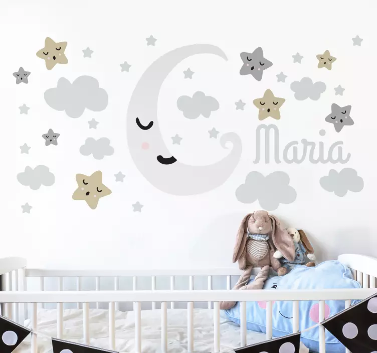 Sticker decorativo luna e stelle personalizzabile - TenStickers
