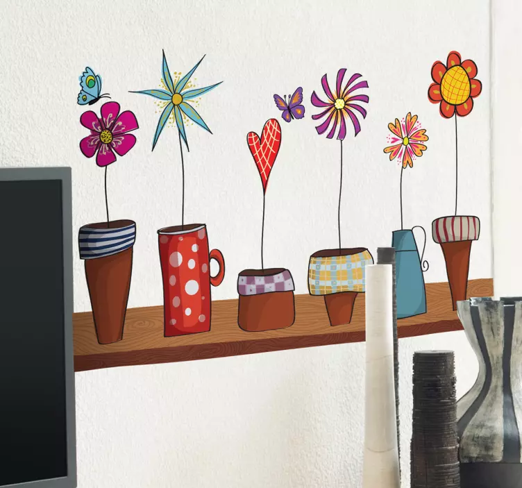 Sticker decorativo ripiano con fiori - TenStickers