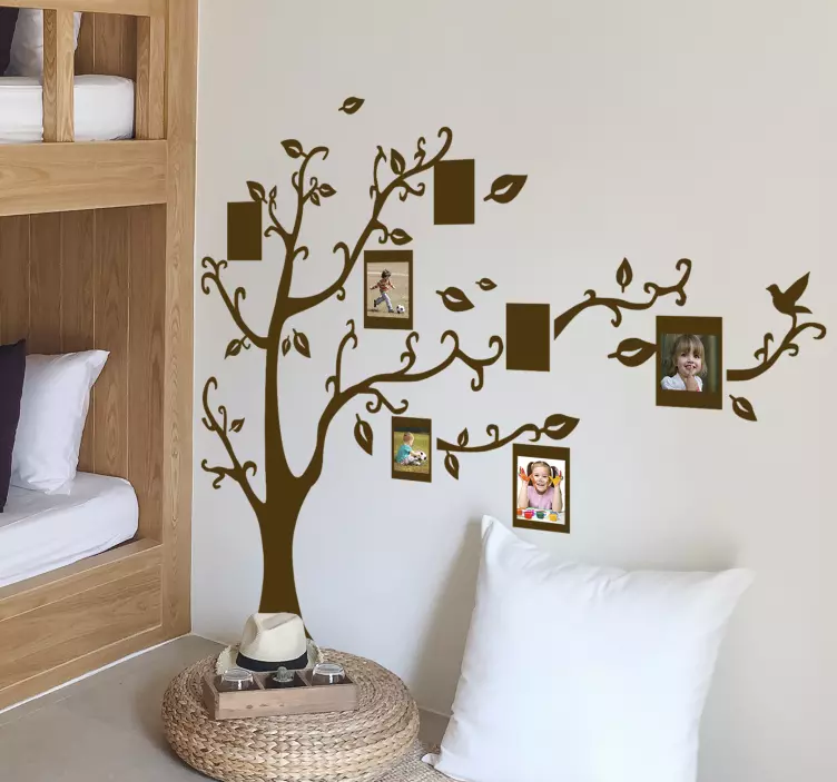 Sticker silhouette di albero con cornici foto - TenStickers