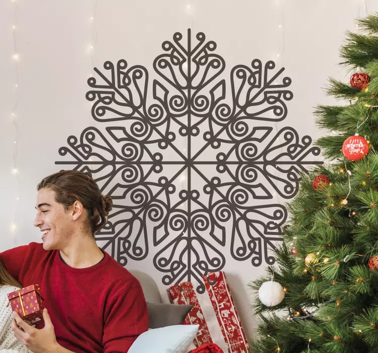 Adesivo natalizio con fiocchio stile mandala - TenStickers