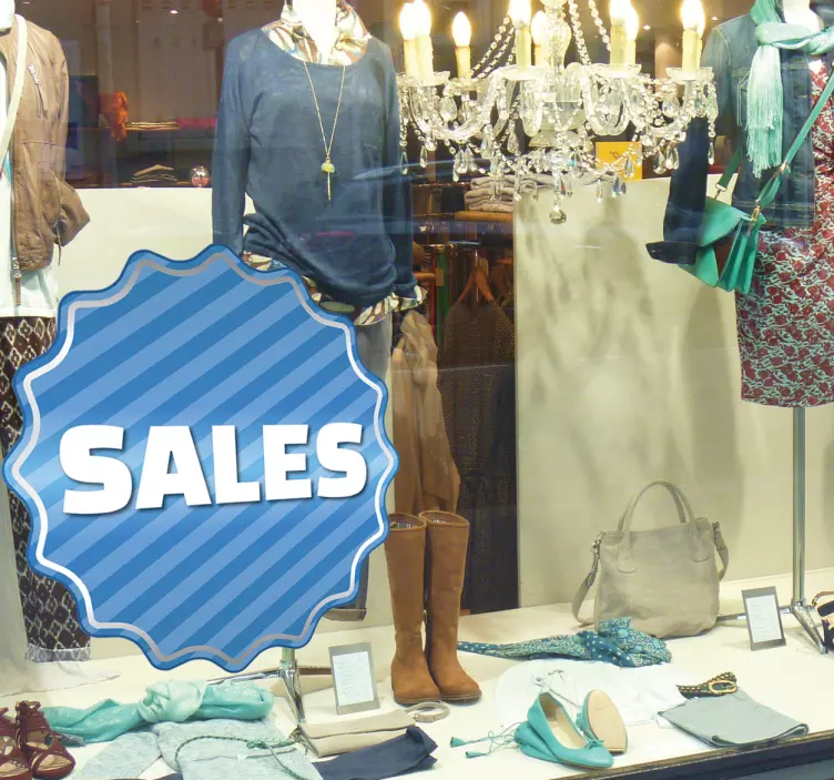 Sticker etichetta offerta azzurro righe - TenStickers