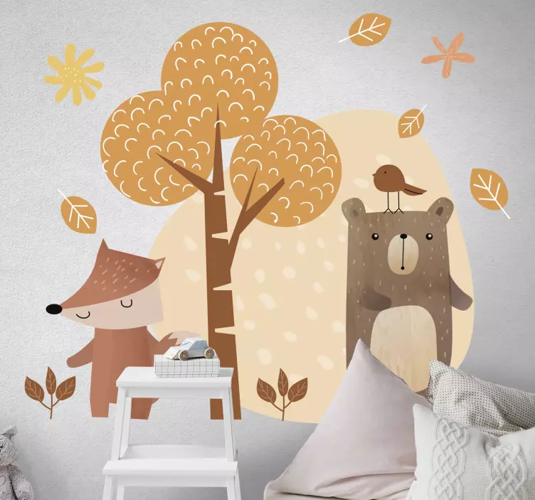 Illustrazione adesiva Animali e alberi - TenStickers