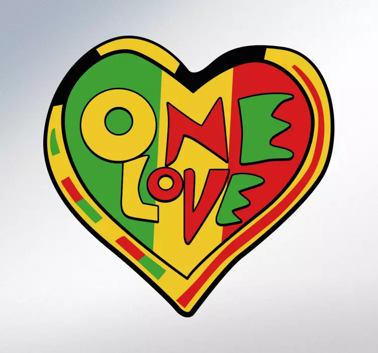 Sticker rasta cuore One Love - TenStickers