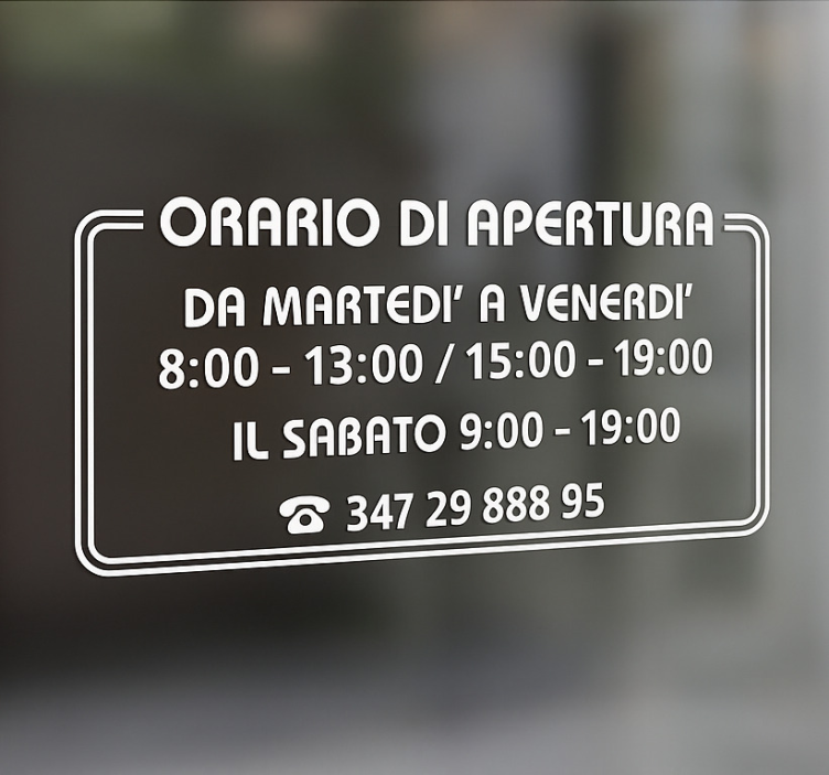 Vetrofanie orari di apertura con telefono - TenStickers