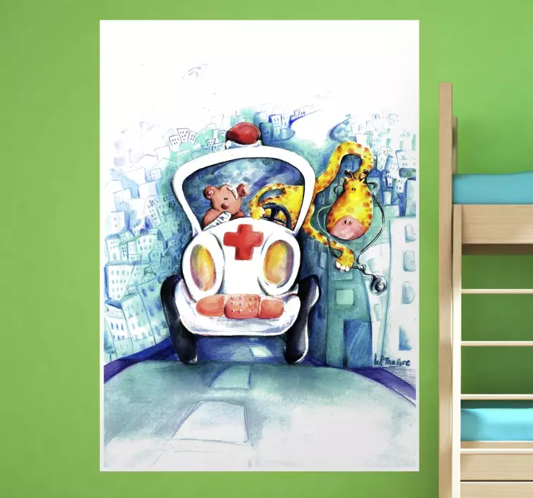 Adesivo murale infantile ambulanza - TenStickers