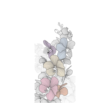 Adesivi animali per bambini fiori di linea colorata - TenStickers