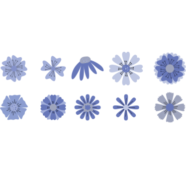 Adesivi animali per bambini graziosi fiori blu - TenStickers