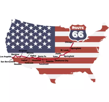 Adesivo decorativo Mappa Route 66 - TenStickers